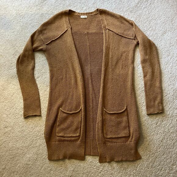 Brown long knit cardigan Silence + Noise cozycore preppy light academia twee - Picture 1 of 11